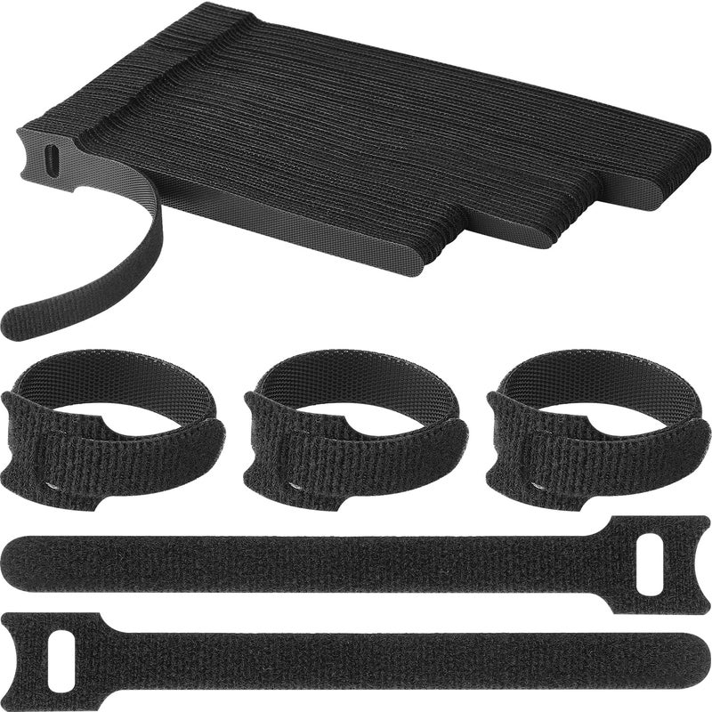 Pasow 60pcs Fastening Microfiber Cloth Cable Ties Wire Management(6/7/8 Inch, Black) - Image 1